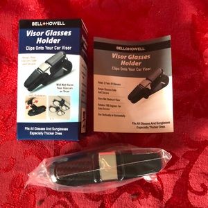 🌵 3/$15 Bell Howell Black Silver Car Sun Visor Glasses Holder (see description)